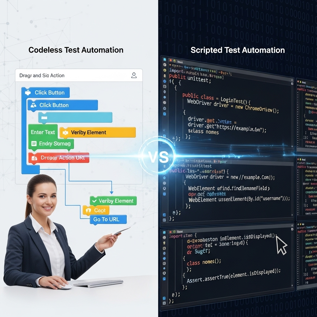 Codeless Test Automation vs. Scripted Testing: Navigating the Choice for Optimal Software Quality and Efficiency